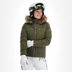 Almgwand, Stongerhohe Skijacke Damen Olive Grau, Grün -Icepeak Geschaft almgwand stongerhohe aa jas gevoerd dames olive grijs groen 22almgw117v3 BI 04