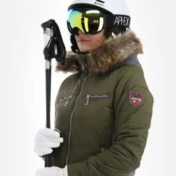 Almgwand, Stongerhohe Skijacke Damen Olive Grau, Grün -Icepeak Geschaft almgwand stongerhohe aa jas gevoerd dames olive grijs groen 22almgw117v3 BI 05