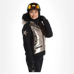 High Society, Harper Skijacke Damen Caramel Braun, Schwarz -Icepeak Geschaft high society ski jacket aa jas gevoerd dames caramel bruin zwart 22highs101v2 BI 04