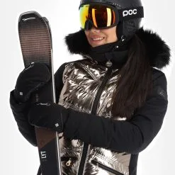 High Society, Harper Skijacke Damen Caramel Braun, Schwarz -Icepeak Geschaft high society ski jacket aa jas gevoerd dames caramel bruin zwart 22highs101v2 BI 05