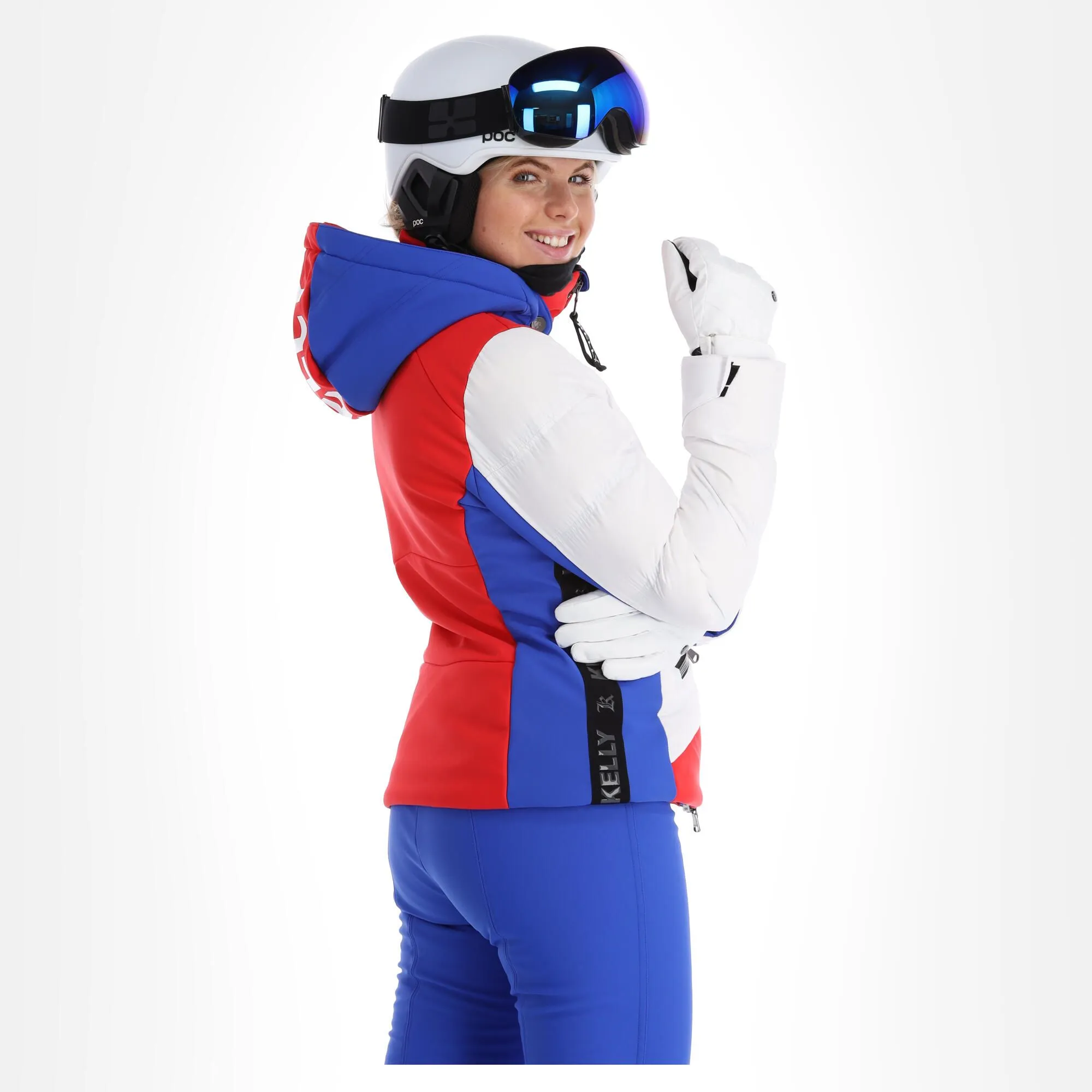 Kelly, Down Jacket Skijacke Damen Ocean Blau, Weiß 5 Kelly, Down Jacket Skijacke Damen Ocean Blau, Weiß – Bild 3