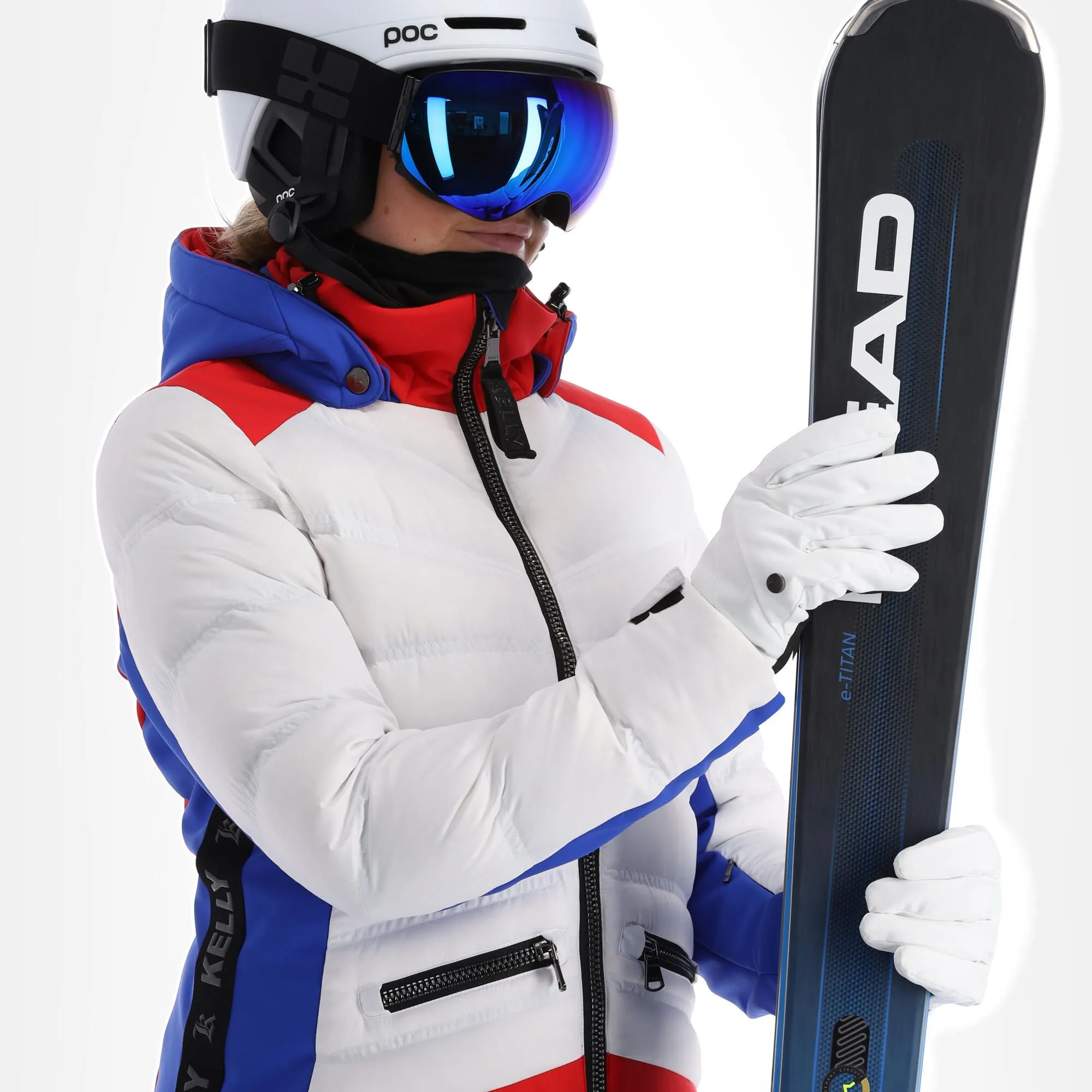 Kelly, Down Jacket Skijacke Damen Ocean Blau, Weiß 7 Kelly, Down Jacket Skijacke Damen Ocean Blau, Weiß – Bild 5