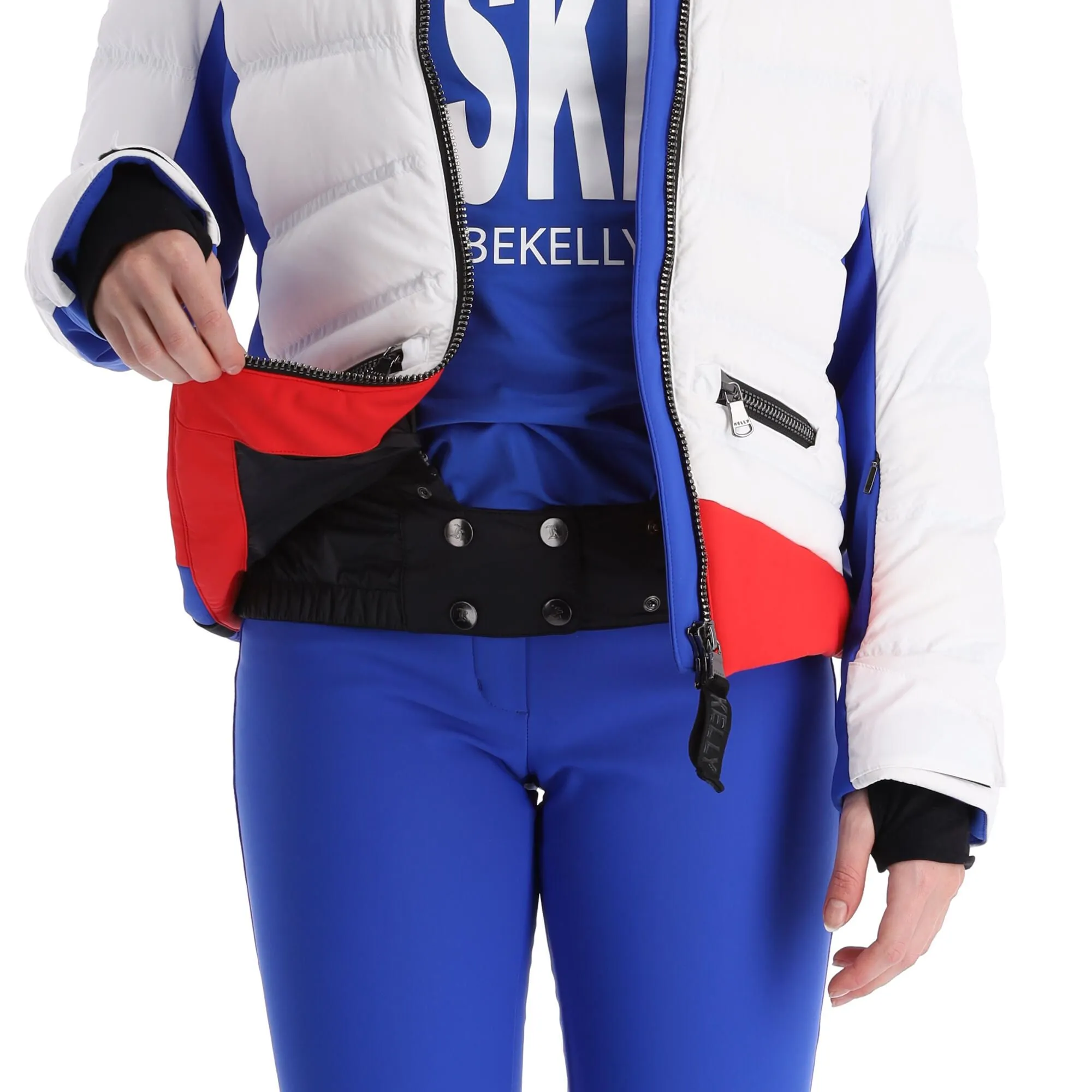 Kelly, Down Jacket Skijacke Damen Ocean Blau, Weiß 11 Kelly, Down Jacket Skijacke Damen Ocean Blau, Weiß – Bild 9