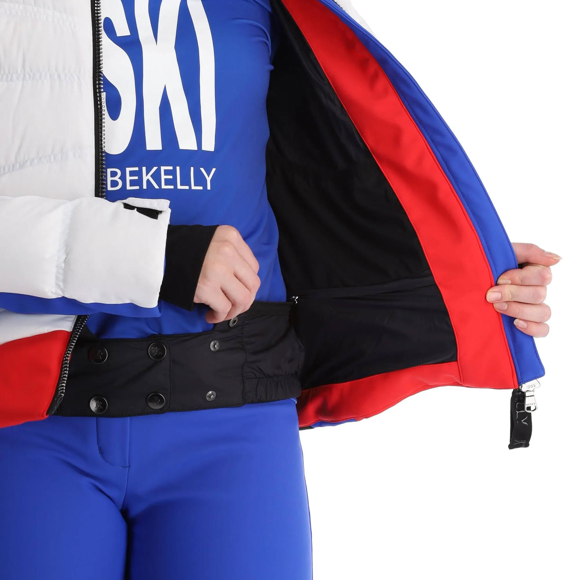 Kelly, Down Jacket Skijacke Damen Ocean Blau, Weiß 12 Kelly, Down Jacket Skijacke Damen Ocean Blau, Weiß – Bild 10