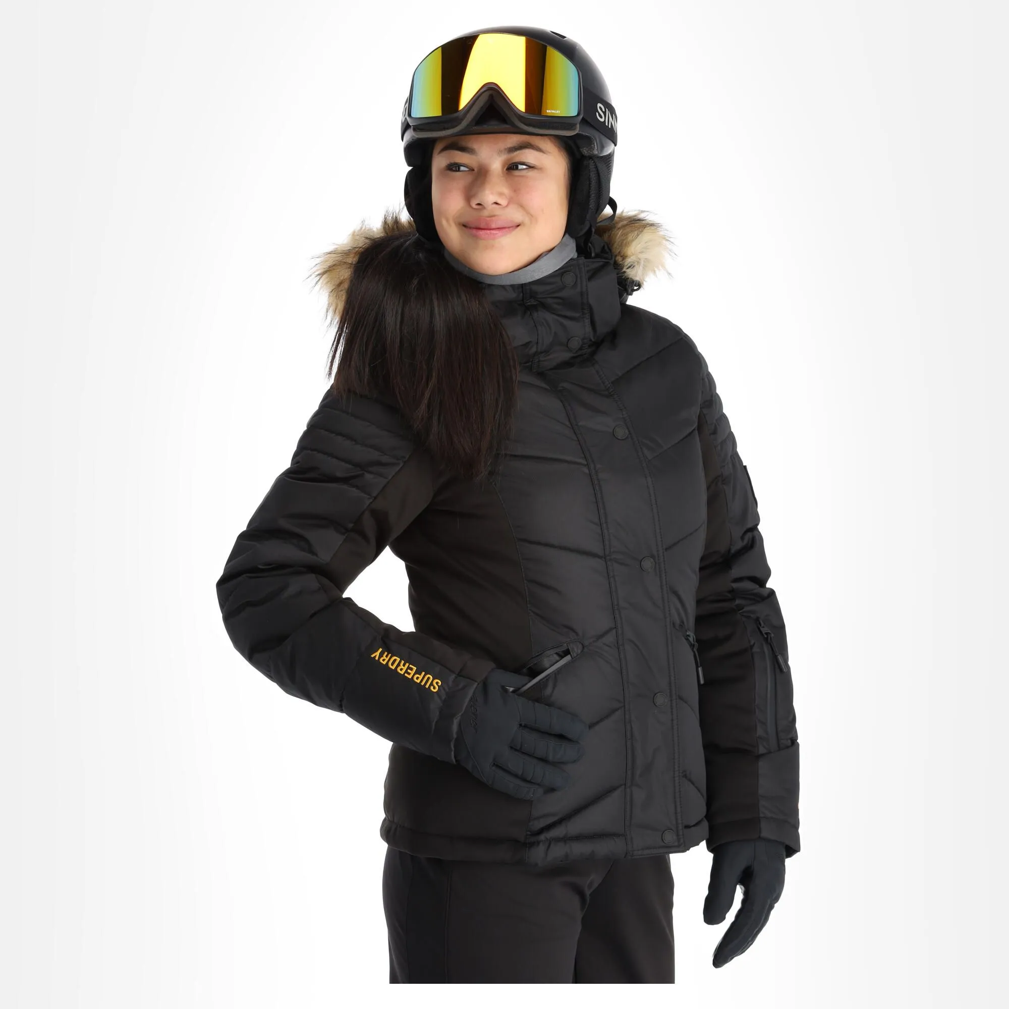 Superdry, Snow Luxe Puffer Skijacke Damen Schwarz 4 Superdry, Snow Luxe Puffer Skijacke Damen Schwarz – Bild 2