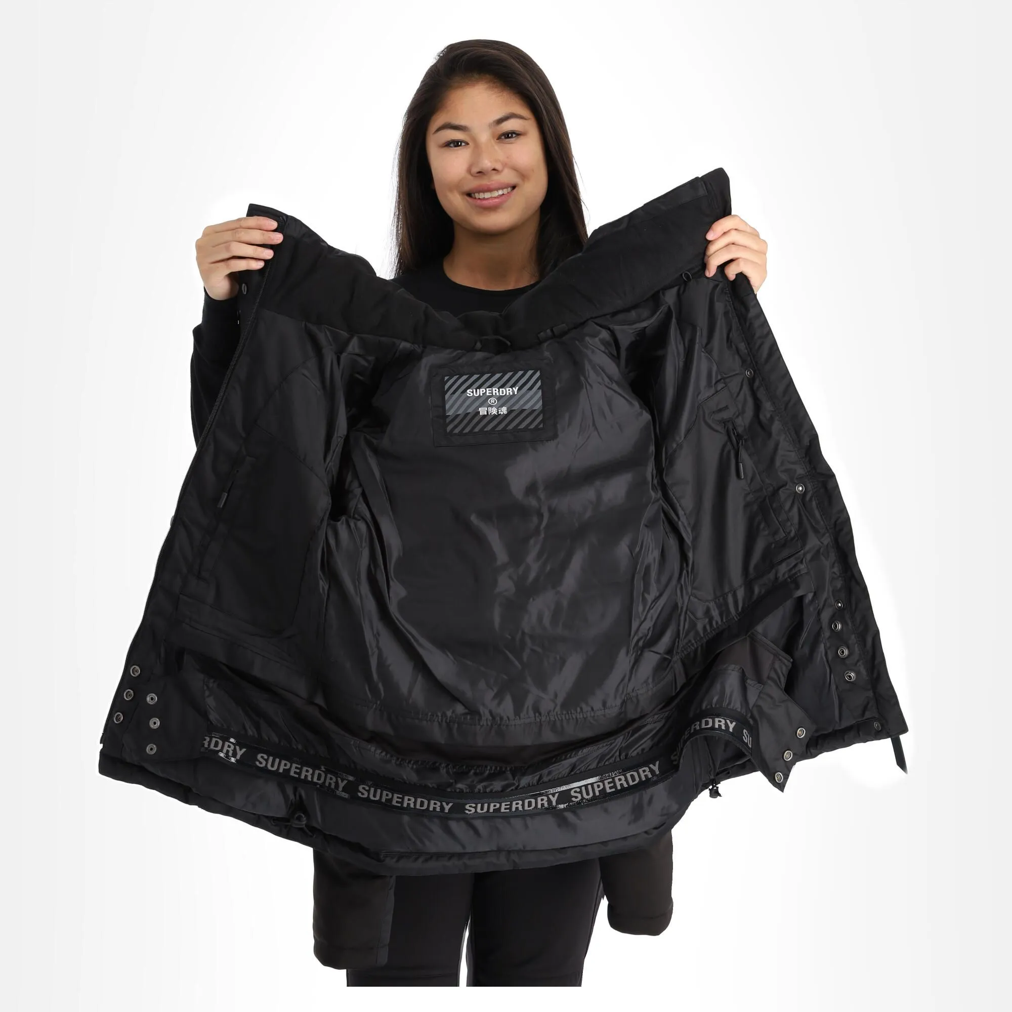 Superdry, Snow Luxe Puffer Skijacke Damen Schwarz 8 Superdry, Snow Luxe Puffer Skijacke Damen Schwarz – Bild 6